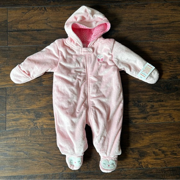 Pink Hooded Baby One Piece - Picture 8 of 9